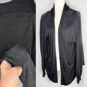 Lululemon Knit Button Down Cardigan Sweater Black Gray 10